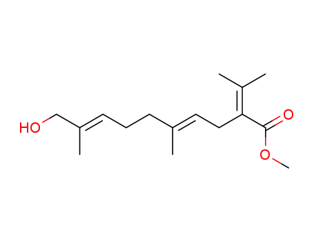 Molecular Structure of 87920-42-1 ((4E,8E)-10-Hydroxy-2-isopropylidene-5,9-dimethyl-deca-4,8-dienoic acid methyl ester)