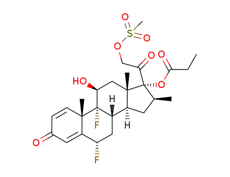 Molecular Structure of 84509-92-2 (6α,9α-difluoro-11β,17,21-trihydroxy-16β-methylpregna-1,4-diene-3,20-dione, 17-propionate 21-mesylate)