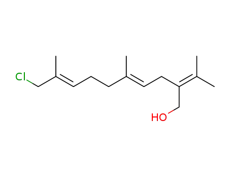 Molecular Structure of 87920-44-3 ((4E,8E)-10-Chloro-2-isopropylidene-5,9-dimethyl-deca-4,8-dien-1-ol)