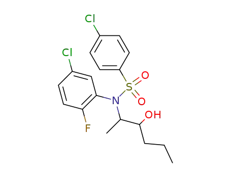 Molecular Structure of 691909-53-2 (4-chloro-N-(2-fluoro-5-chlorophenyl)-N-(1R)-(2-hydroxy-1-methylpentyl)benzenesulfonamide)