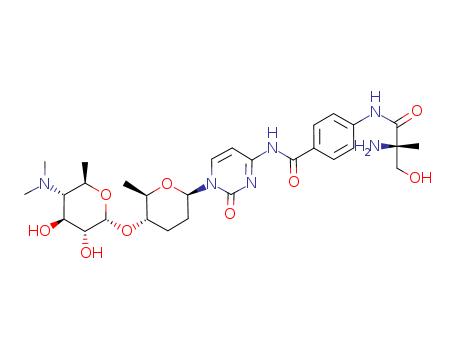Benzamide,4-[[(2S)-2-amino-3-hydroxy-2-methyl-1-oxopropyl]amino]-N-[1-[(2R,5S,6R)-5-[[4,6-dideoxy-4-(dimethylamino)-a-D-glucopyranosyl]oxy]tetrahydro-6-methyl-2H-pyran-2-yl]-1,2-dihydro-2-oxo-4-pyrimi(17650-86-1)