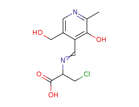 Molecular Structure of 64896-38-4 (Alanine,
3-chloro-N-[[3-hydroxy-5-(hydroxymethyl)-2-methyl-4-pyridinyl]methylene
]-)