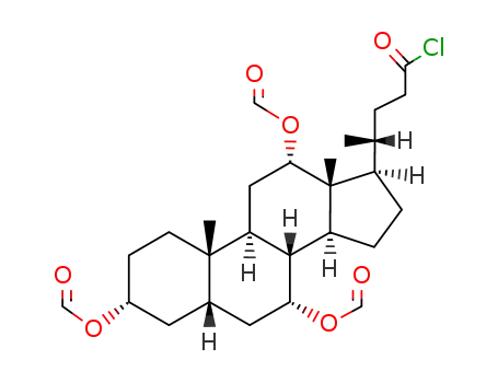 Molecular Structure of 74670-08-9 ((3α,5β,7α,12α)-3,7,12-tris(formyloxy)cholan-24-oyl chloride)