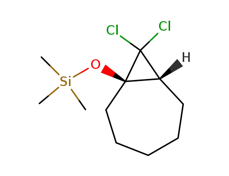 Molecular Structure of 124356-14-5 (((1R,7R)-8,8-Dichloro-bicyclo[5.1.0]oct-1-yloxy)-trimethyl-silane)
