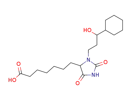 Molecular Structure of 75693-75-3 (3-(3-cyclohexyl-3-hydroxypropyl)-2,5-dioxoimidazolidine-4-heptanoic acid)