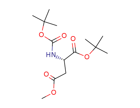 Molecular Structure of 34582-31-5 (L-Aspartic acid, N-[(1,1-dimethylethoxy)carbonyl]-, 1-(1,1-dimethylethyl)
4-methyl ester)
