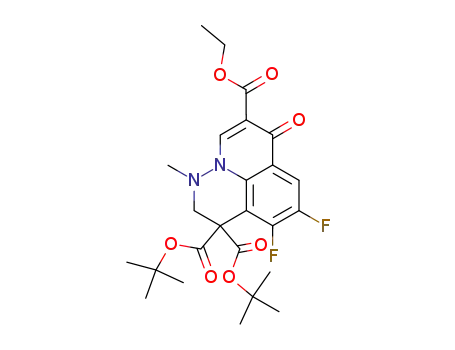 Molecular Structure of 147694-55-1 (Ethyl 3,3-bis(tert-butoxycarbonyl)-4,5-difluoro-2,3-dihydro-1-methyl-7-oxo-1H,7H-pyrido<3,2,1-i,j>cinnoline-8-carboxylate)