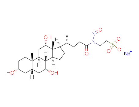 Molecular Structure of 76757-84-1 (2-{nitroso[(3alpha,5beta,7alpha,8xi,9xi,12alpha,14xi)-3,7,12-trihydroxy-24-oxocholan-24-yl]amino}ethanesulfonic acid)