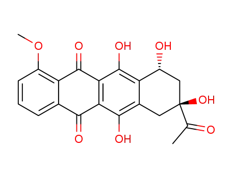 Molecular Structure of 59325-98-3 (5,12-Naphthacenedione,8-acetyl-7,8,9,10-tetrahydro- 6,8,10,11-tetrahydroxy-1-methoxy-,(8S,10R)- )