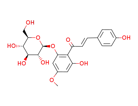 Molecular Structure of 31187-54-9 ((E)-4,6'-Dihydroxy-2'-(β-D-glucopyranosyloxy)-4'-methoxychalcone)