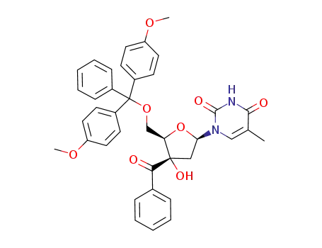 Molecular Structure of 220928-58-5 (5'-O-(4,4'-dimethoxytrityl)-3'-C-(benzoyl)thymidine)