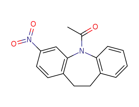 Molecular Structure of 79752-03-7 (1-(3-Nitro-10,11-dihydro-5H-dibenzo[b,f]azepin-5-yl)ethanone)