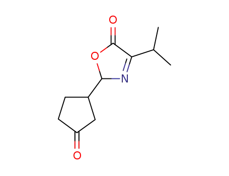 Molecular Structure of 152343-07-2 (2,5-dihydro-4-(1-methylethyl)-2-(3-oxocyclopentyl)-oxazol-5-one)