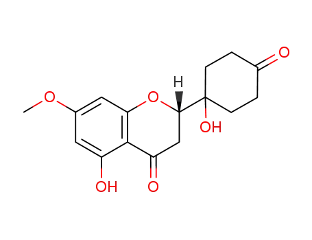 Molecular Structure of 864969-45-9 ((2S)-5-hydroxy-2-(1'-hydroxy-4'-oxocyclohexyl)-7-methoxychroman-4-one)