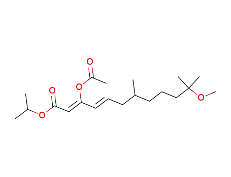 Molecular Structure of 80957-93-3 (Isopropyl (2Z,4E)-3-Acetoxy-11-methoxy-7,11-dimethyl-2,4-dodecadienoate)