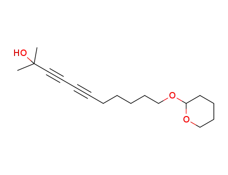 Molecular Structure of 1308271-36-4 (2-methyl-11-(tetrahydro-2H-pyran-2-yloxy)undeca-3,5-diyn-2-ol)