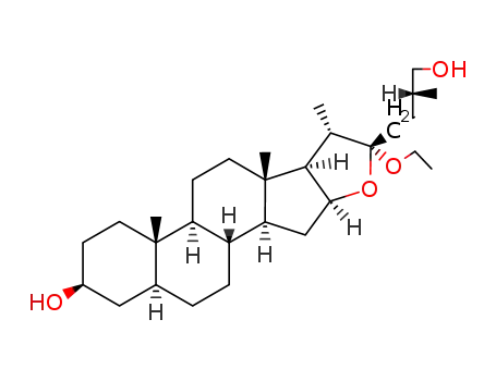 Molecular Structure of 108990-28-9 ((25<i>R</i>)-22-ethoxy-5α,22α<i>H</i>-furostan-3β,26-diol)