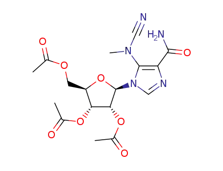 Molecular Structure of 69265-28-7 (5-(cyanomethylamino)-1-(2,3,5-tri-O-acetyl-β-D-ribofuranosyl)imidazole-4-carboxamide)