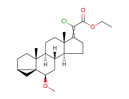 Molecular Structure of 81477-80-7 (ethyl 6β-methoxy-20ξ-chloro-17(20)-i-pregnen-21-oate)