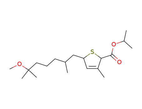 Molecular Structure of 87416-89-5 (5-(6-Methoxy-2,6-dimethyl-heptyl)-3-methyl-2,5-dihydro-thiophene-2-carboxylic acid isopropyl ester)