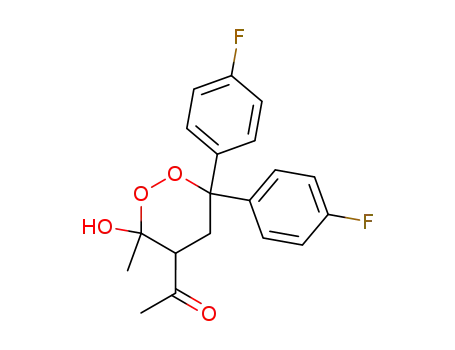 Molecular Structure of 133216-68-9 (4-acetyl-6,6-bis(4-fluorophenyl)-3-methyl-1,2-dioxan-3-ol)