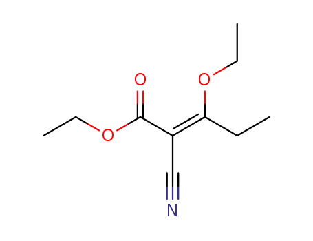 Molecular Structure of 25468-53-5 (ETHYL 2-CYANO-3-ETHOXY-2-PENTENOATE)