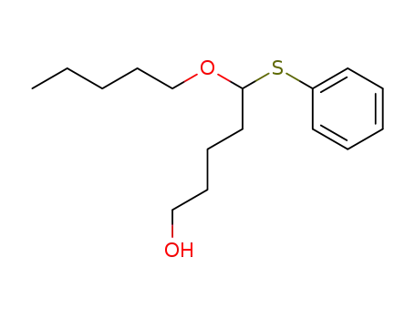 Molecular Structure of 159598-02-4 (5-Pentyloxy-5-phenylsulfanyl-pentan-1-ol)