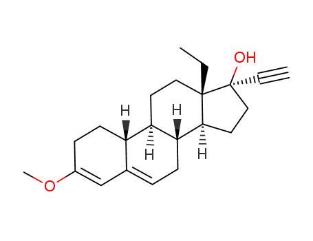 Molecular Structure of 176254-10-7 ((17α)-13-Ethyl-3-methoxy-18,19-dinorpregna-3,5-dien-20-yn-17-ol)