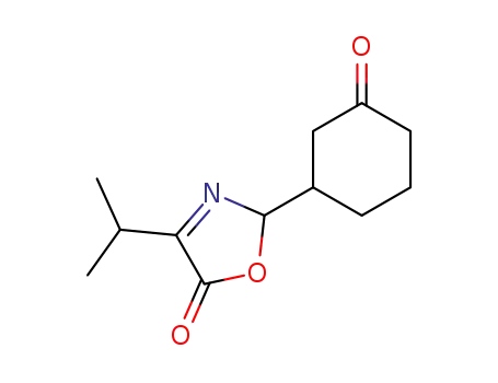 Molecular Structure of 152343-06-1 (2,5-dihydro-4-(1-methylethyl)-2-(3-oxocyclohexyl)-oxazol-5-one)