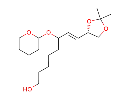 Molecular Structure of 206050-56-8 ((E)-8-((S)-2,2-Dimethyl-[1,3]dioxolan-4-yl)-6-(tetrahydro-pyran-2-yloxy)-oct-7-en-1-ol)