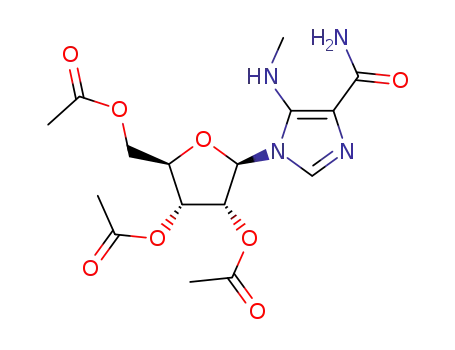 Molecular Structure of 68768-26-3 (5-(methylamino)-1-(2,3,5-tri-O-acetyl-β-D-ribofuranosyl)imidazole-4-carboxamide)