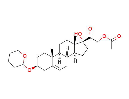Molecular Structure of 88261-16-9 (3β,17α,21-trihydroxypregn-5-en-20-one 3-tetrahydropyranyl 21-acetate)