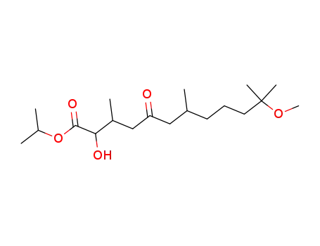 Molecular Structure of 103768-92-9 (2-Hydroxy-11-methoxy-3,7,11-trimethyl-5-oxo-dodecanoic acid isopropyl ester)