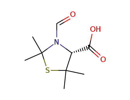 Molecular Structure of 40626-24-2 ((R)-3-formyl-2,2,5,5-tetramethylthiazolidine-4-carboxylic acid)