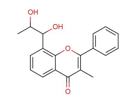 Molecular Structure of 103085-53-6 (8-(1,2-dihydroxypropyl)-3-methyl-2-phenyl-4H-1-benzopyran-4-one)