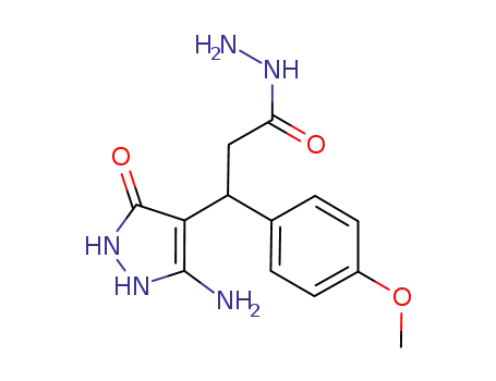 Molecular Structure of 1184912-51-3 (3-(5-amino-3-oxopyrazolin-4-yl)-3-(4-methoxyphenyl)propanoylhydrazide)