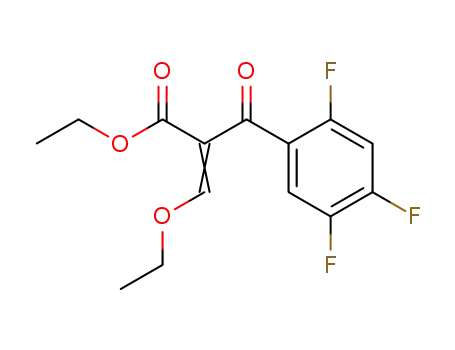 Molecular Structure of 101799-75-1 (α-(ethoxymethylene)-2,4,5-trifluoro-β-oxobenzenepropanoic acid, ethyl ester)