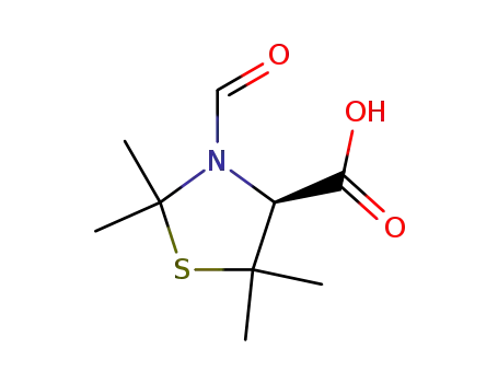 Molecular Structure of 40626-23-1 ((S)-3-formyl-2,2,5,5-tetramethylthiazolidine-4-carboxylic acid)