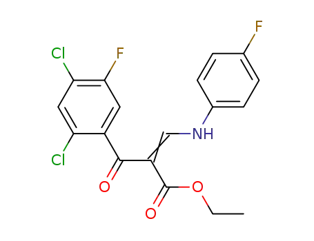 Molecular Structure of 98105-65-8 (ethyl 2,4-dichloro-5-fluoro-α-[[(4-fluorophenyl)amino]methylene]-β-oxobenzenepropanoate)