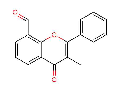 Molecular Structure of 103085-54-7 (8-formyl-3-methyl-4-oxo-2-phenyl-4H-1-benzopyran)
