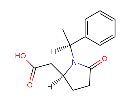 Molecular Structure of 61885-91-4 ([(S)-5-Oxo-1-((S)-1-phenyl-ethyl)-pyrrolidin-2-yl]-acetic acid)