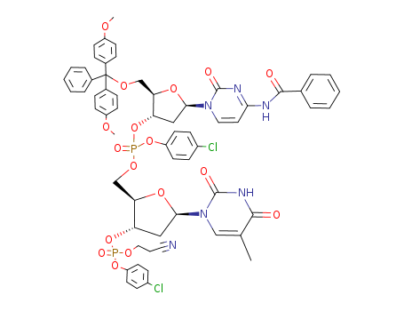 3-Thymidylic acid, N-benzoyl-5-O-(bis(4-methoxyphenyl)phenylmethyl)-P-(4-chlorophenyl)-2-deoxycytidylyl-(3.5)-, 4-chlorophenyl 2-cyanoethyl ester