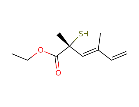 Molecular Structure of 476371-88-7 ((E)-(R)-2-Mercapto-2,4-dimethyl-hexa-3,5-dienoic acid ethyl ester)