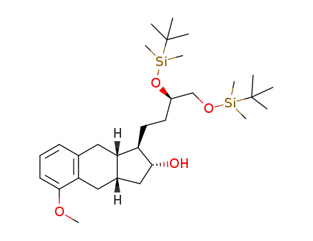Molecular Structure of 1613271-17-2 ((1R,2R,3aS,9aS)-1-((R)-3,4-bis((tert-butyIdimethylsiIyl)oxy)butyl)-5-methoxy-2,3,3a,4,9,9a-hexahydro-1H-cyclopenta[b]naphthalen-2-ol)