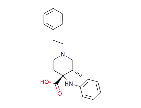 Molecular Structure of 84176-74-9 (cis-4-anilino-3-methyl-1-phenethylpiperidine-4-carboxylic acid)