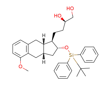 Molecular Structure of 1613271-19-4 ((R)-4-((1R,2R,3aS,9aS)-2-((tert-butyldiphenylsilyl)oxy)-5-methoxy-2,3,3a,4,9,9a-hexahydro-1H-cyclopenta[b]naphthalen-1-yl)butane-1,2-diol)