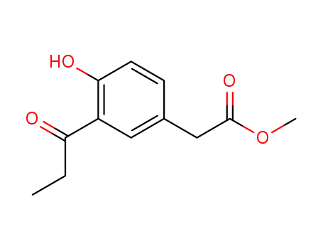 Molecular Structure of 71662-41-4 (methyl 4-hydroxy-3-(1-oxopropyl)phenylacetate)