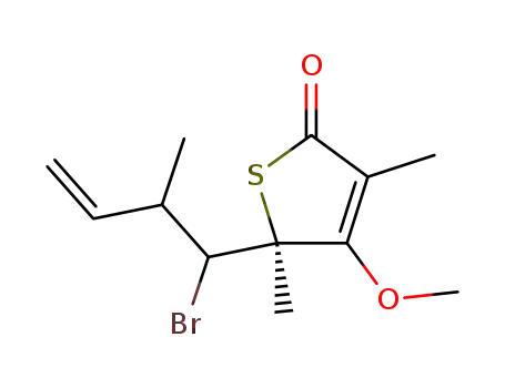 Molecular Structure of 913941-70-5 (5-(1-bromo-2-methyl-but-3-enyl)-4-methoxy-3,5-dimethyl-5<i>H</i>-thiophen-2-one)