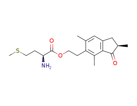 Molecular Structure of 114751-12-1 ((S)-2-Amino-4-methylsulfanyl-butyric acid 2-((R)-2,4,6-trimethyl-3-oxo-indan-5-yl)-ethyl ester)