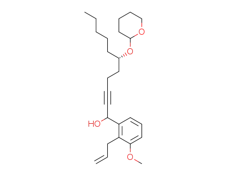 Molecular Structure of 223734-56-3 (3-methoxy-2-(2-propenyl)-α-[(5S)-5-[(tetrahydro-2H-pyran-2-yl)oxy]-1-decynyl]benzenemethanol)